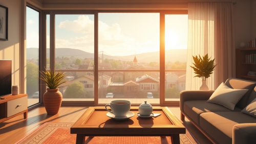 A Sunny Modern House Overlooking the Town