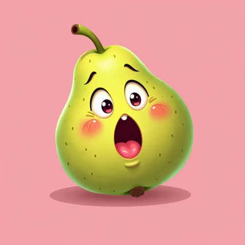 A Surprised Guava Cartoon on Pink Background