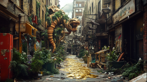 A Surreal Post-War London with Golden Streets