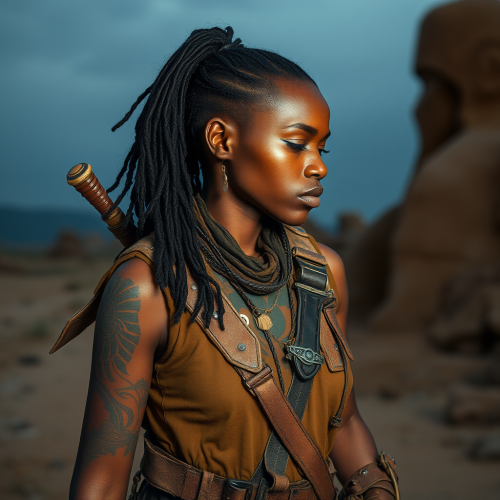 A Surviving Warrior in a Post-Apocalyptic Landscape