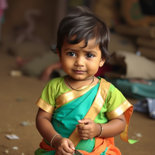 A Sweet Indian Baby Playing Alone