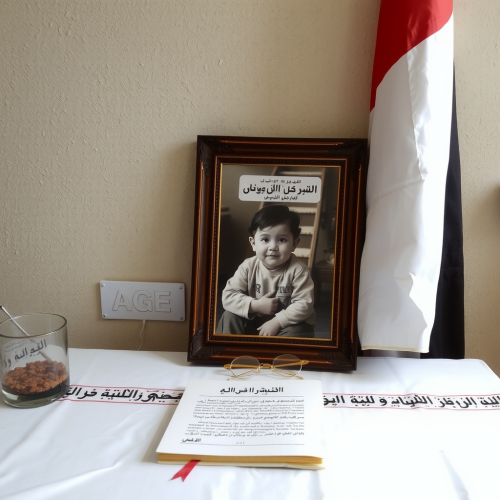 A Table, Picture, Palestinian Flag, Age, Childhood, Martyrdom A Table, Picture, Palestinian Flag, Age, Childhood, Martyrdom