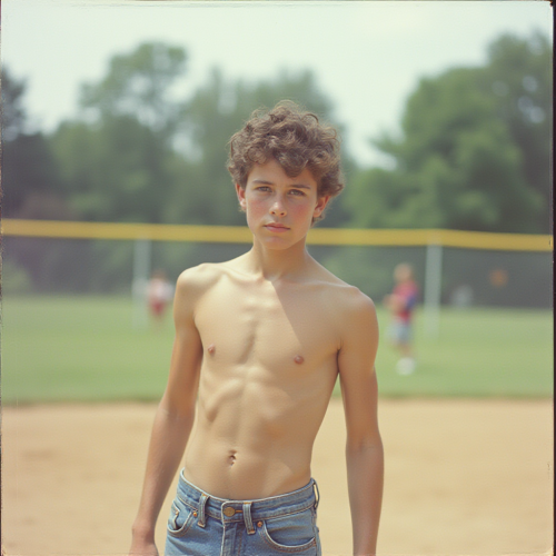 A Teen Playing Baseball in 1980s Suburb