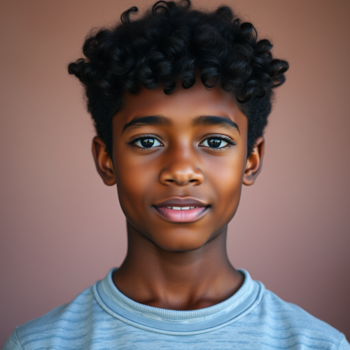 A Teenage Boy with Dark Curly Hair