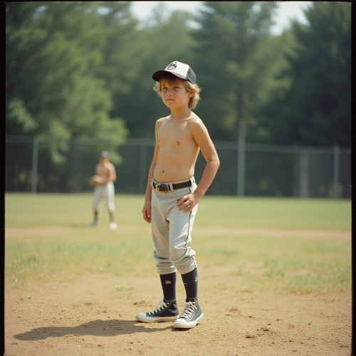 A Teenager Playing Baseball in 80s Suburb
