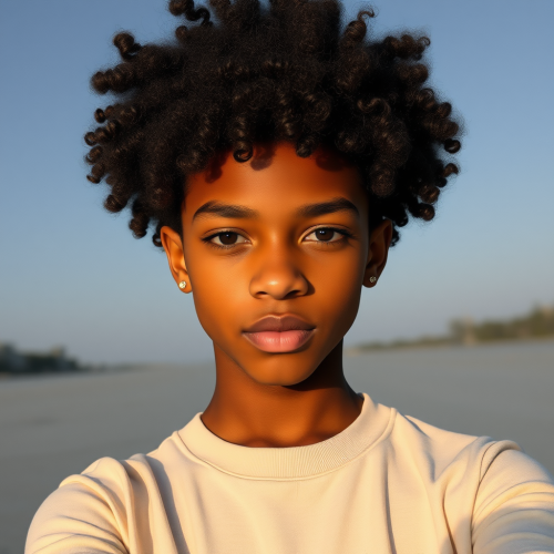 A Teenager with Brown Skin and Dark Afro