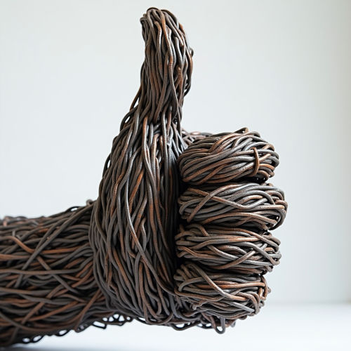 A Thumbs Up Sculpted from Steel Rebar