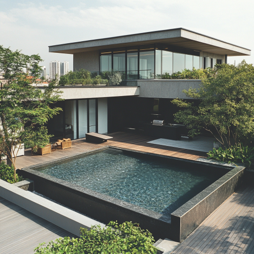 A Two-Storey Home with Rooftop Deck and Infinity Pool