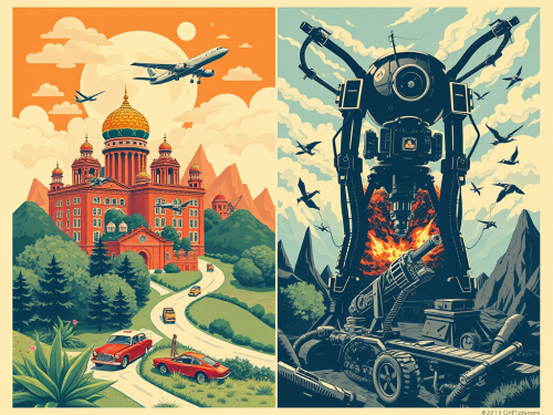 A Utopian-Dystopian Retro-Futuristic Poster