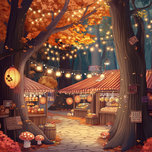 A Vibrant Cozy Japanese Market in the Trees