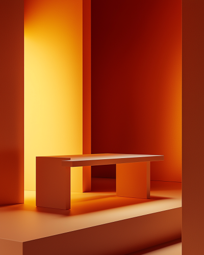 A View from Eye Level of Warm Orange Desk