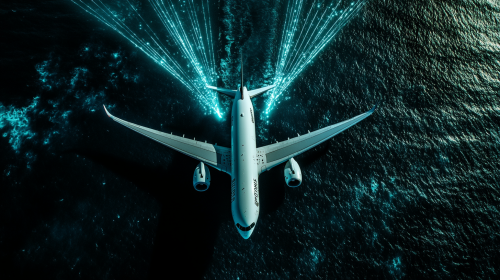 A View of A350 Flying Over Ocean