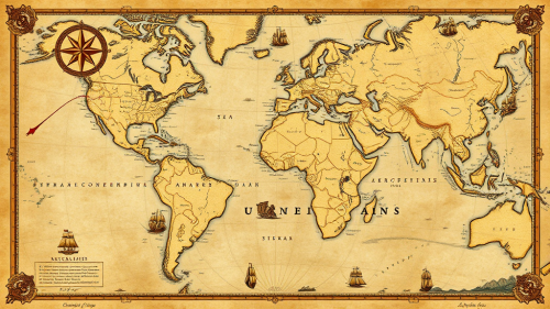 A Vintage Map of Explored and Unexplored Continents