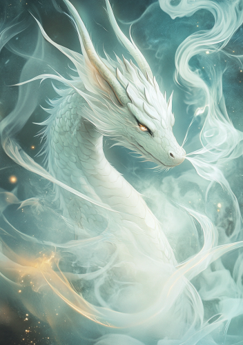 A White Dragon Drawing Patterns in the Air