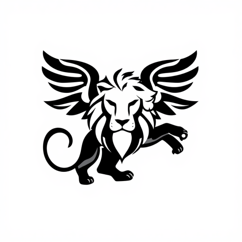 A Winged Lion Logo on White Background