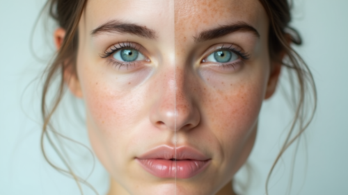 A Woman's Face Contrasting Youth and Age