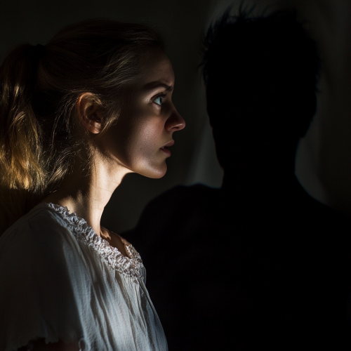 A Woman's Fearful Encounter with Dark Shadow