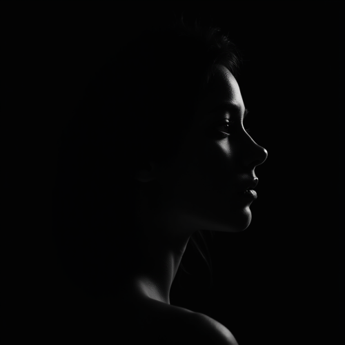 A Woman's Profile Silhouette in Dramatic Lighting