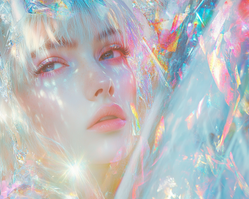 A Woman Daydreaming on Horse: Neon Pastel Digital Art