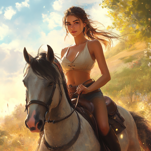 A Woman Riding a Horse on a Sunny Day