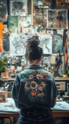 A Woman Tattoo Artist in Industrial Studio Space