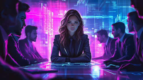 A Woman in Hi-Tech Meeting Room Display