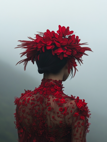 A Woman with Feathers and Red Flowersclarsimp