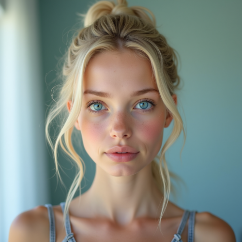 A Young Blonde Girl with Blue Eyes
