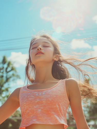 A Young Chinese Girl Doing Gymnastics