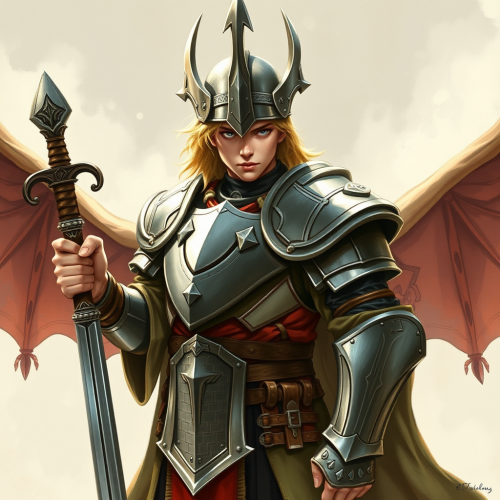 A Young Male Fighter with Double-Bladed Sword