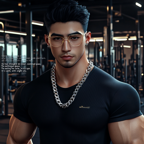 A Young Man in a Black T-Shirt at Gym