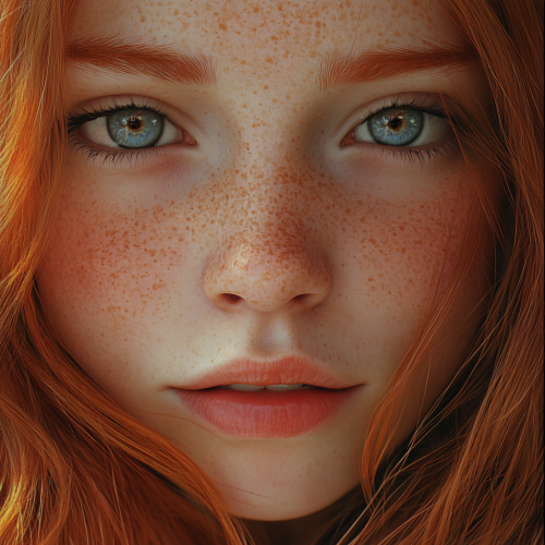 A Young Red-Haired Girl with Heterochromia