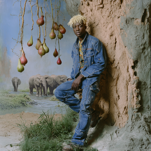 A Zimbabwean Man in Denim Outfit Within Forest
