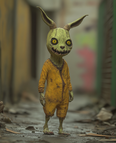 A Zombie Goat Man Walking Through a Burning Barrio