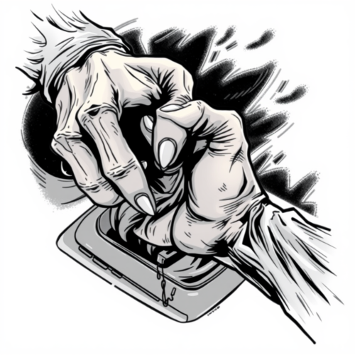 A Zombie Hand Gripping a Gear Shifter