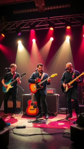 A band playing funky music on stage.