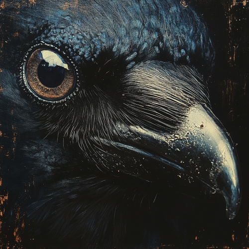A beautiful, detailed raven's head close-up