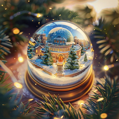 A beautiful Epcot snowglobe on birch table