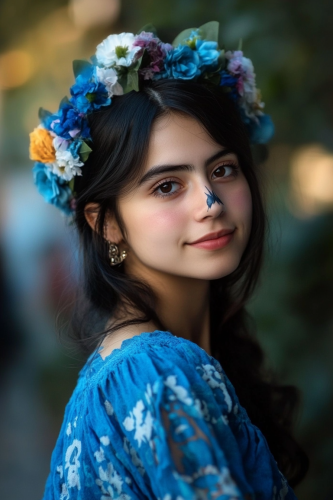 A beautiful Mexican Catrina in blue at Madrid