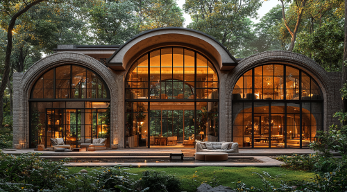 A beautiful house in the forest with elegant interior.