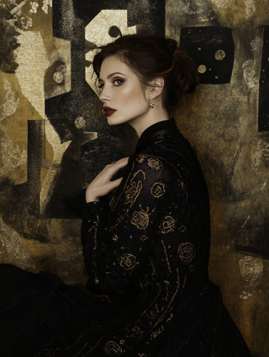 A beautiful self-confident woman inspired by Gustav Klimt