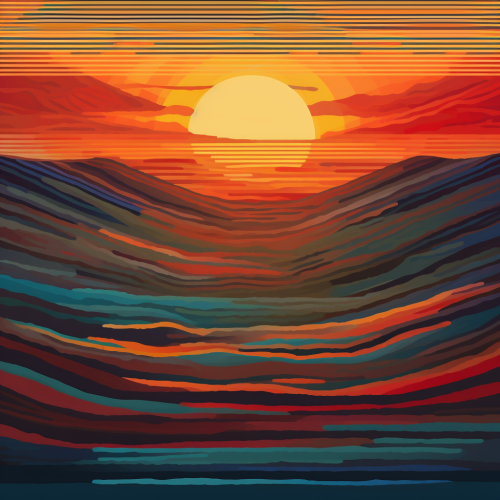 A beautiful sunset made of stripes and lines