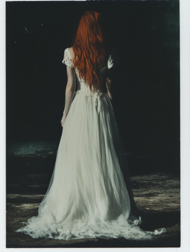 A beautiful woman in white gown in Polaroid