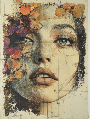 A beautiful woman with mushroom features and emotions