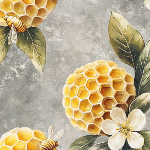 A beautiful yellow honeycomb watercolor illustration