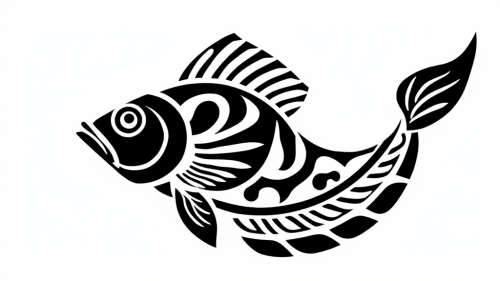 A black and white fish in Maori style.
