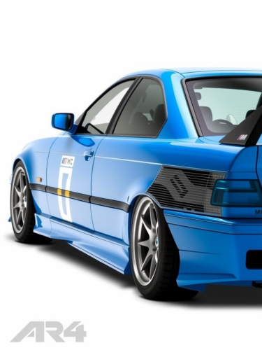 A blue BMW E36 M3 3.2 EVO 1998.