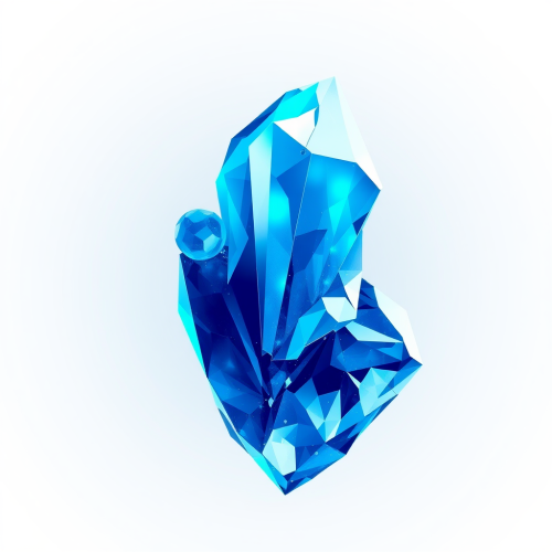 A blue crystal on a clear background.