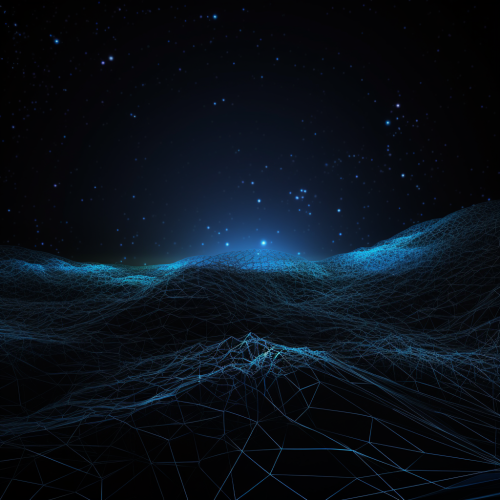 A blue mesh environment with star background