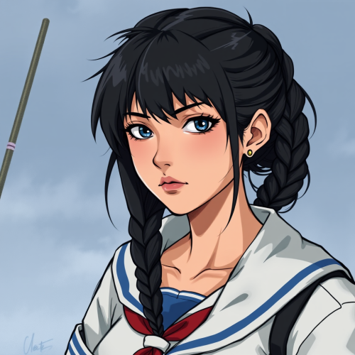 A brave, tomboyish sailor girl with black hair.